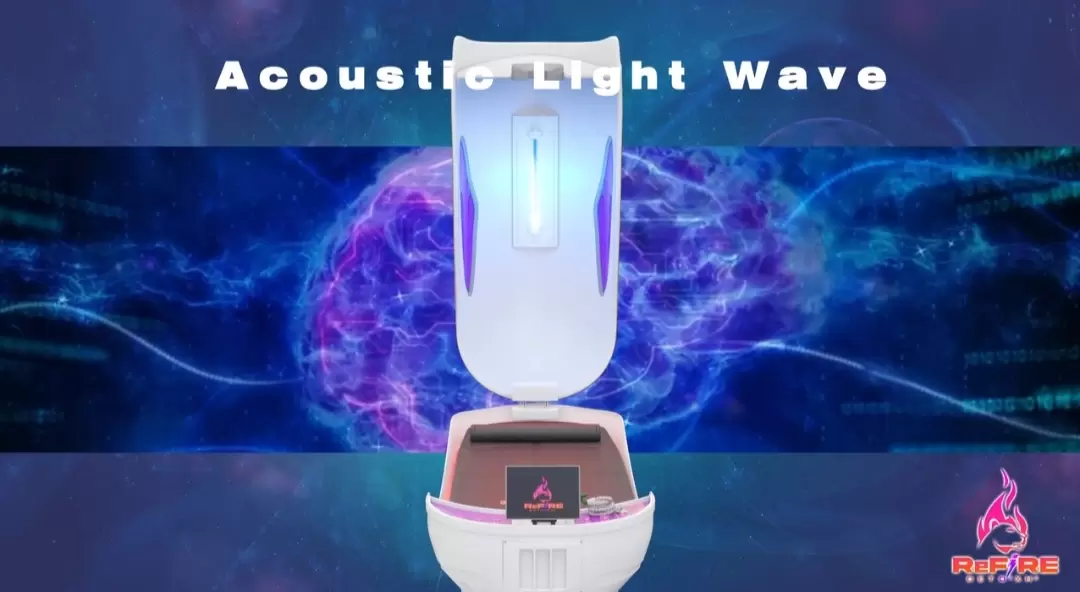 An acoustic light wave machine with the words acoustic light wave.