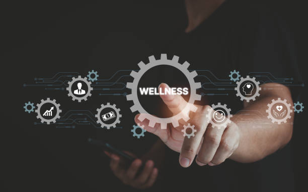 Employee wellness, representing physical activity, mental health, happiness growth. Importance of balance and integration in achieving overall well-being. Employee Assistance Program Business Concept.